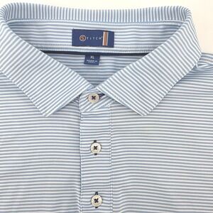 Stitch Golf Mens XL Polo Shirt Blue White Striped Performance Short Sleeve